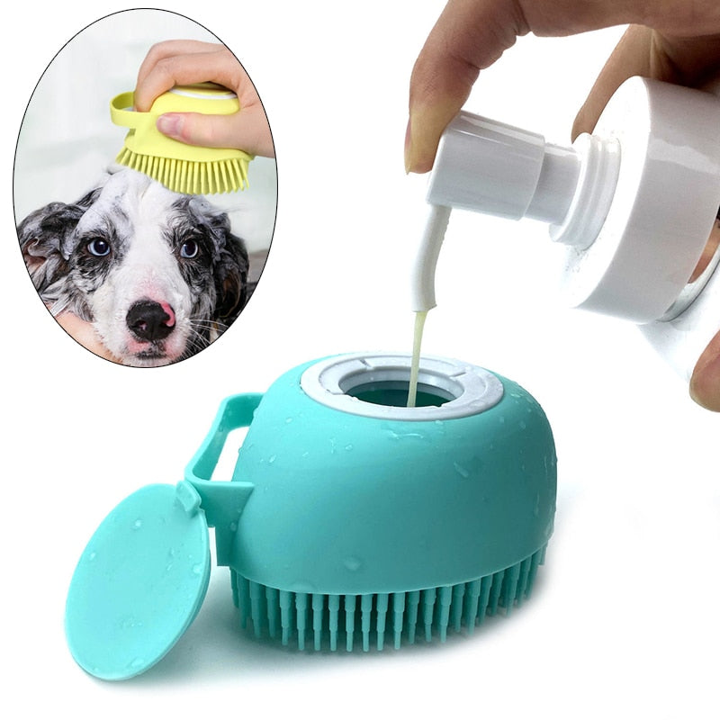 Puppy Dog Cat Bath Massage Gloves Brush Soft Safety Silicone