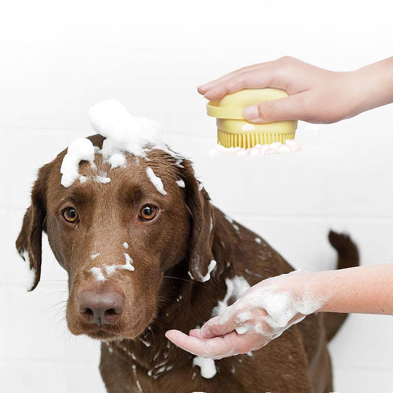Puppy Dog Cat Bath Massage Gloves Brush Soft Safety Silicone